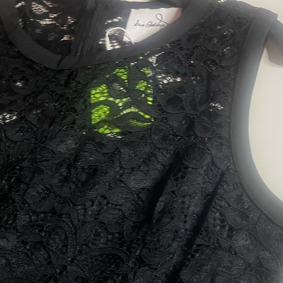 Sam Edelman Size 16 Black Lace Crochet Mini Dress, Crystal Waist design NWT - Picture 9 of 11